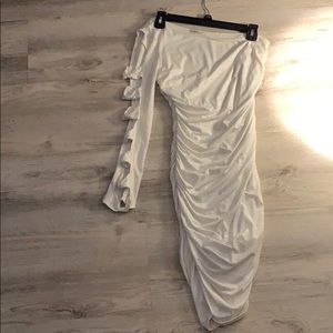 One shoulder white cocktail dress
